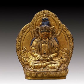 A Solemn Gilt Bronze Statue of Amitayus