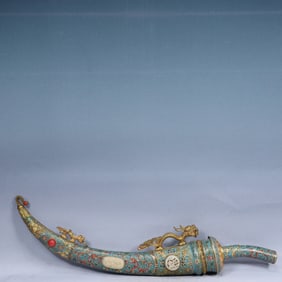 A Huge Cloisonne Inlaid White Jade Lotus and Dragon Pattern Sword,Inlaid Gems