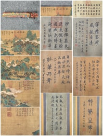 A Chinese Hand Scroll Ink Painting of Landscape and Figure on Silk,Wang Wei