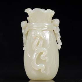 An Exquisite White Jade Figure Pattern Vase