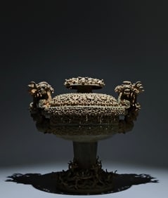 An Archaic Bronze Hollow Chi-Dragon Pattern Beast-Ears Censer