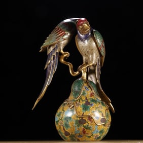 A Huge Cloisonne Gourd Pattern Bird Ornament
