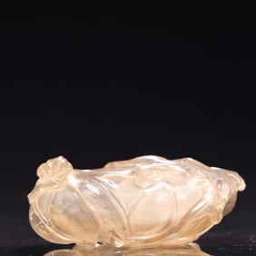 An Exquisite Crystal Lotus Leaf and Frog Pattern Brush Washer