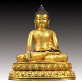 A Fabulous Gilt-Bronze Figure Of Buddha Shakyamuni