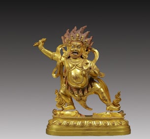 A Solemn Gilt Bronze Statue of Mammon
