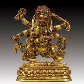 A Solemn Gilt Bronze Statue of Mammon