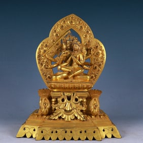 A Solemn Gilt Bronze Statue of Chakrasamvara