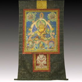 A Rare Brocade Painted Color Statue of Mammon Tangka