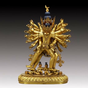 A Solemn Gilt Bronze Statue of Chakrasamvara