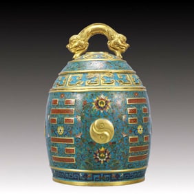 An Exquisite Cloisonne Lotus and Trigram Pattern Chime