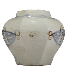 An Elaborate Blue And White Copper-Red 'Fish' Jar