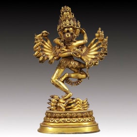 A Solemn Gilt Bronze Statue of Chakrasamvara