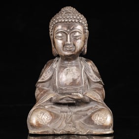An Exquisite Silver Statue of Sakyamuni