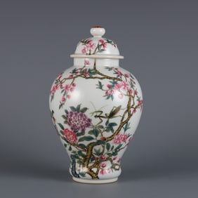 An Exquisite Famille-Rose Flower and Insect Pattern Cover Jar
