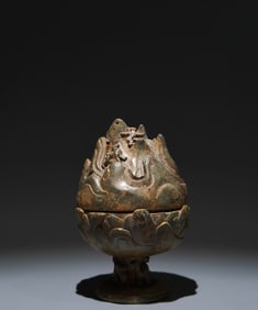 An Archaic Bronze Mountian-Shaped Censer,With Inscription