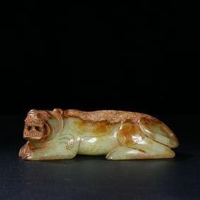 An Exquisite White Jade Auspicious Beast Ornament