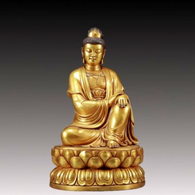 A Solemn Gilt Bronze Statue of Avalokitesvara