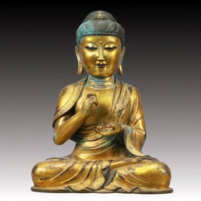 A Solemn Gilt Bronze Statue of Avalokitesvara