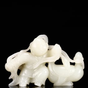 An Exquisite White Jade Figure Ornament