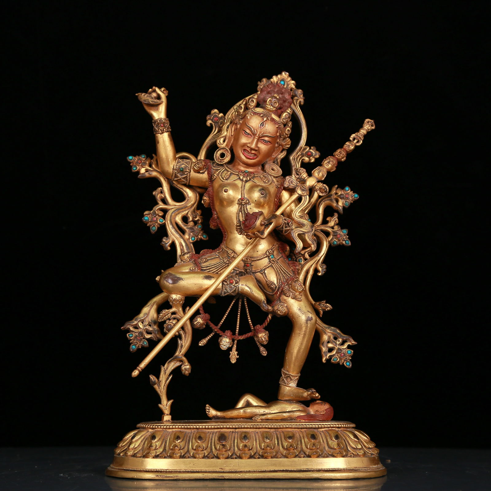 A stunning gilt bronze and gem-inlaid Vajra statue (1 of 11)