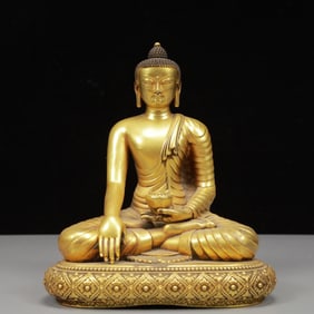 A Solemn Gilt Bronze Statue of Sakyamuni