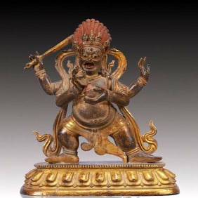 A Solemn Gilt Bronze Statue of Mammon