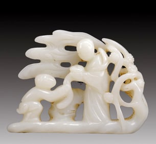 An Exquisite White Jade Hollow Figure Ornament