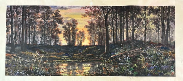 A Chinese Ink Painting of Landscape on Paper,Lin Fengmian