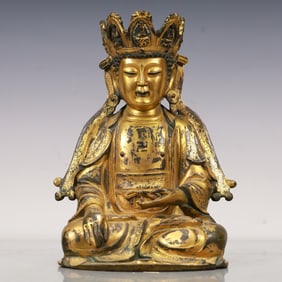 A Marvelous Gilt-Bronze Figure Of Guanyin