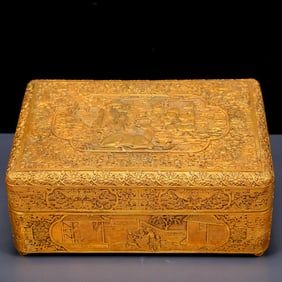 An Exquisite Gilt Bronze Character and Story Pattern Box