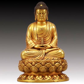 A Solemn Gilt Bronze Statue of Sakyamuni