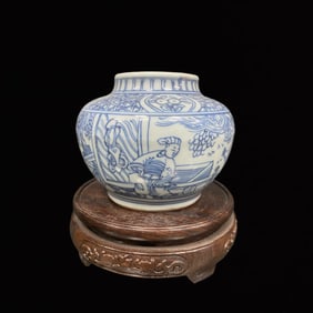 An Exquisite Blue and White Figure and Story Pattern Jar