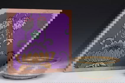 An Exquisite Guan yao Celadon Glazed Painted Gold Brush Washer,with an Imperial Poem by Emperor