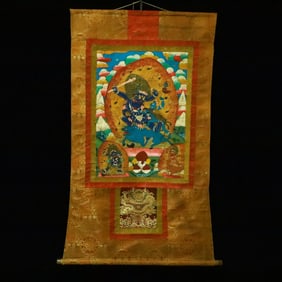 A Rare Brocade Painted Color Statue of Chakrasamvara Tangka