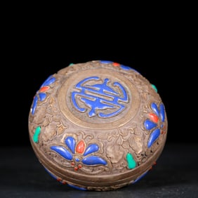 An Exquisite Gilt Silver Inlaid Gems Lotus Pattern Box