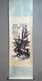 A Chinese Vertical Scroll Ink Painting of Flower on Paper