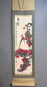 A Chinese Vertical Scroll Ink Painting of Flower and Bird on Paper