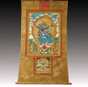 A Rare Brocade Painted Color Statue of Vajra Tangka