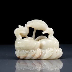 An Exquisite White Jade Goose Ornament