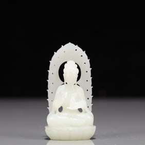 An Exquisite White Jade Statue of Avalokitesvara