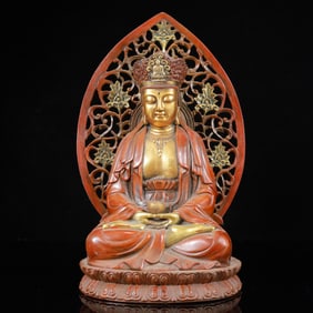 A Solemn Gilt Bronze Statue of Kshitigarbha Bodhisattva