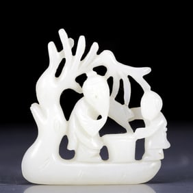 An Exquisite White Jade Figure Ornament