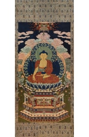 An exquisite kesi thangka with image of Sakyamuni