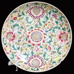 An Exquisite Famille-Rose Flower Pattern Plate