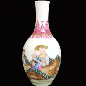 An Exquisite Famille-Rose and Enamel Figure Pattern Vase