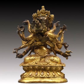 A Solemn Gilt Bronze Statue of Chakrasamvara