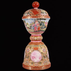 An Exquisite Enamel Gold Ground Character and Story Pattern Censer