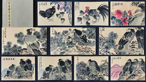 A Chinese Album Ink Painting of Flower and Bird on Paper
