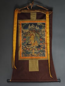 A Rare Brocade Painted Color Statue of Mammon Tangka