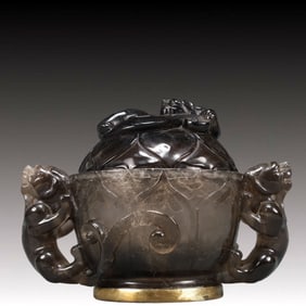 An Exquisite Crystal Auspicious Beast Pattern Double-Ears Censer